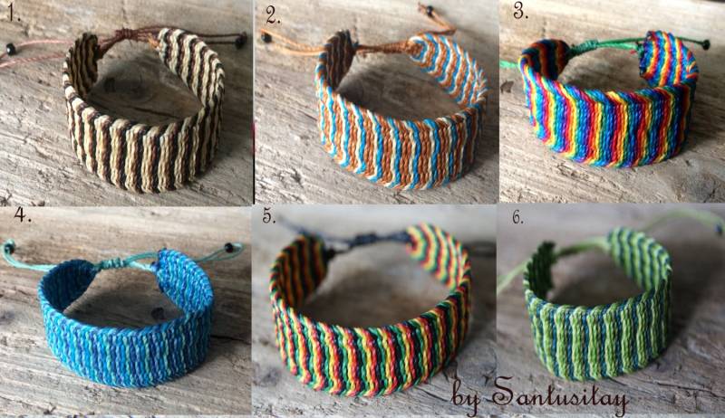 Makramee Armband Freundschaft Baumwolle Gewachst Schnur Twist Hand Bunten Hippi Boho Rasta Regenbogen Gewebt von Santusitay