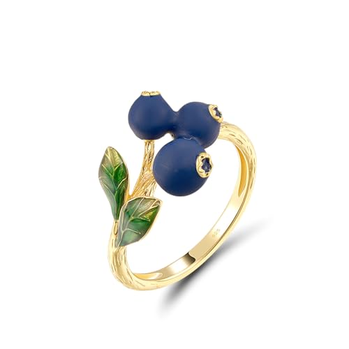 Santuzza Damen-Ring aus 925er-Sterlingsilber, Emaille, Blumenmotiv, Emaille aus Sterlingsilber, Kein Edelstein von Santuzza