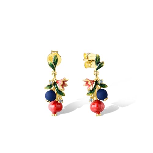 Santuzza Orchideen-Ohrringe, 925er-Sterlingsilber, weiße Zirkonia, handgefertigt, Emaille, weiße blühende Blume, Tropfenohrring, Schmuck, Geschenk für Frauen, Emaille-Edelstein aus Sterlingsilber von Santuzza