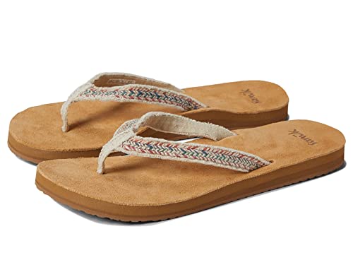 Sanuk Damen Fraidy Jute Flipflop, Naturfarben/Mehrfarbig, 42 EU von Sanuk