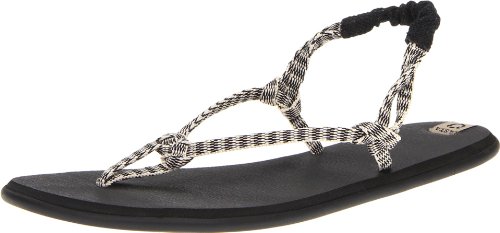 Sanuk Damen Rasta Knotty Zehentrenner, Schwarz (Black/Cream), 36 von Sanuk