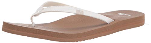 Sanuk Damen Yoga Joy Flipflop, Weiß/Braun, 41.5 EU von Sanuk