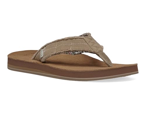 Sanuk Men's Fraid Not Soft Top Flip Flop, Natural, 7 von Sanuk