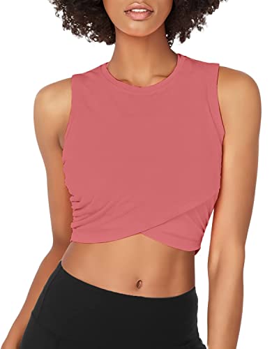 Sanutch Bauchfreies Workout-Tops für Damen, bauchfrei, Tanz-Tops für Frauen, schmale Passform - Pink - X-Klein von Sanutch