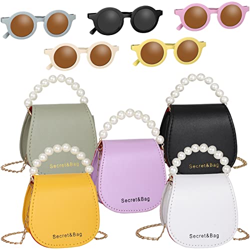 Sanwuta 10 Stück Mädchen Crossbody Geldbörse Mini Geldbörse Kleinkind Geldbörse Kleinkind Sonnenbrille Perlengriff Geldbörse Kleinkind Crossbody Geldbörse Niedliche Prinzessin Handtaschen mit Perlengriff für Mädchen, Mehrfarbig von Sanwuta