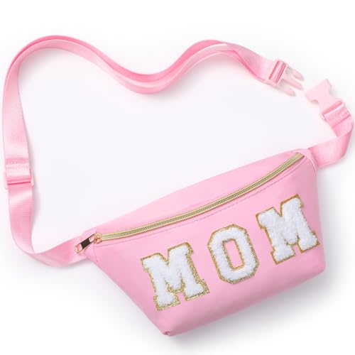 Sanwuta Gürteltasche für Mädchen, Crossbody-Bauchtasche mit Anfangsbuchstaben, verstellbarer Riemen, Patch, Gürteltasche, Kinder, Teenager, Frauen, Pink, Mama von Sanwuta