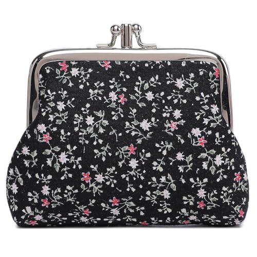 Sanxiner Damen Netter Blumenschnalle Geldbörsen Vintage-Beutel Kiss-Sperre Portemonnaie Wallets Einheitsgröße 2 von Sanxiner