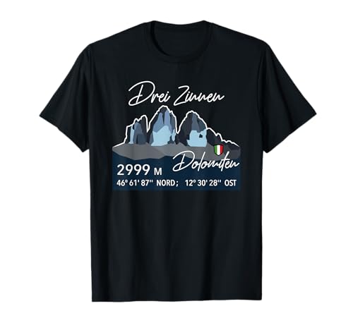 Sany O. Herren Dolomiten-T-Shirt 3 Zinnen Tre Cime di Lavaredo Bergwandern Schwarz S von Sany O.