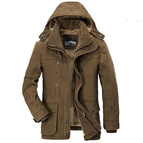 Sanykongy Dicke Winterjacke Herren Baumwolle Kapuzenparkas Military Multi-Pocket Parkas 2 XXL von Sanykongy