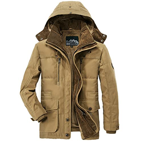 Sanykongy Dicke Winterjacke Herren Baumwolle Kapuzenparkas Military Multi-Pocket Parkas 3 L von Sanykongy