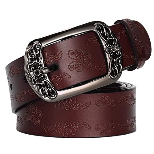 Sanykongy Frauen zweite Schicht Rindsleder Frau Gürtel Vintage Pin Buckle Strap Jeans Dark Brown 115CM Sanykongy Frauen zweite Schicht Rindsleder Frau Gürtel Vintage Pin Buckle Strap Jeans Dark Brown 115CM von Sanykongy