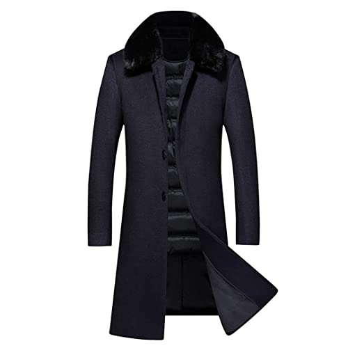 Winter Lange Stil Wolle Trenchcoat Herren Weiß Entendaunen Wolljacken Verdickter Mantel, Schwarz , L von Sanykongy