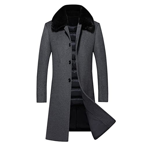 Winter Lange Stil Wolle Trenchcoat Herren Weiß Entendaunen Wolljacken Verdickter Mantel, grau, XXL von Sanykongy