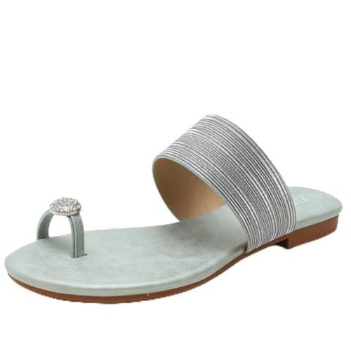 Frauen Leder Mode Pantoffeln Offene Zehe Slip-On Flache Clip Toe Slide Casual Mode Sommer Strand Rutschen (Color : Style 1, Size : EU(CN)37/US6) von SanzIa