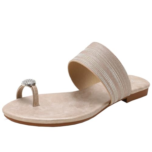 Frauen Leder Mode Pantoffeln Offene Zehe Slip-On Flache Clip Toe Slide Casual Mode Sommer Strand Rutschen (Color : Style 2, Size : EU(CN)37/US6) von SanzIa