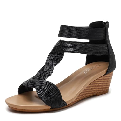 Niedrige Absätze Keil Sandalen, Keilabsatz offene Zehe Plattform Sandalen für Frauen, Mädchen, Damen (Color : Style 2, Size : EU(CN)41/US11) von SanzIa