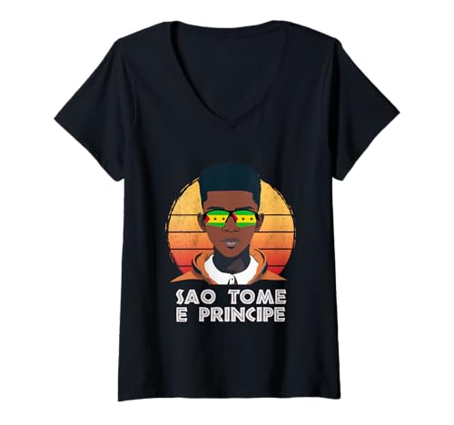 Damen São Tomé und Príncipe, São Toméan Flagge, São Tomé und T-Shirt mit V-Ausschnitt Damen São Tomé und Príncipe, São Toméan Flagge, São Tomé und T-Shirt mit V-Ausschnitt von São Tomé and Príncipe Flag Gifts for São Toméan