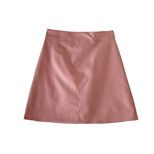 Damen A-Linie Lederröcke Herbst Hohe Taille Schlank Paket Hip Office Lady Rock Photo Color5 L von SaoBiiu