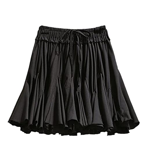 Damen Sommer Weiß Schwarz Chiffon Kurz Rock Weiblich Mode Hohe Taille Tutu Plissee Minirock, Schwarz , 44 von SaoBiiu