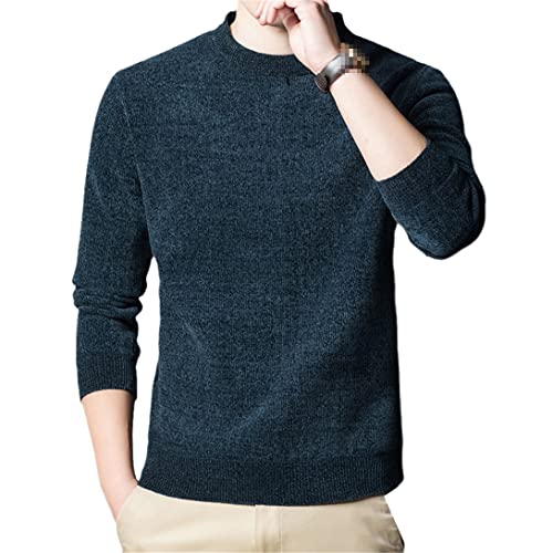 Herbst Winter Chenille Pullover Pullover Herren Lose Bottoming Sweater Rundhals Dicker Warm Samt Pullover, armee-grün, XX-Large von SaoBiiu