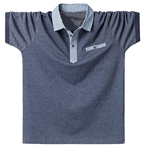 Herren-Poloshirt, einfarbig, kurzärmelig, große und große Herren, Freizeithemden, Übergröße, dunkelgrau, 3XL von SaoBiiu