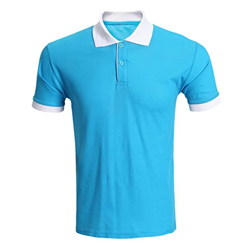 Herren Sommer Rot Polo Shirts Mode Herren Kurzarm Slim Shirts Casual Einfarbig Polo Shirts Übergröße, blau, L von SaoBiiu