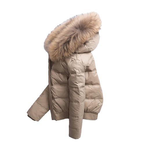 SaoBiiu Damen Daunenjacke Mit Kapuze Weiße Ente Jacken Winter Kurze Warme Mäntel Parkas Weibliche Oberbekleidung Khaki S von SaoBiiu