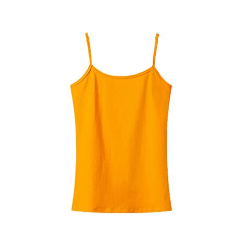 SaoBiiu Damen Fitness Baumwolle Tank Top Sommer Spaghettiträger Cami Weste Stretch Unterhemd Camisole Streetwear Tops, Orange, XXL von SaoBiiu