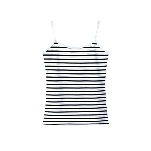 SaoBiiu Damen Fitness Baumwolle Tank Top Sommer Spaghettiträger Cami Weste Stretch Unterhemd Camisole Streetwear Tops, Weiß Schwarz gestreift, M SaoBiiu Damen Fitness Baumwolle Tank Top Sommer Spaghettiträger Cami Weste Stretch Unterhemd Camisole Streetwear Tops, Weiß Schwarz gestreift, M von SaoBiiu