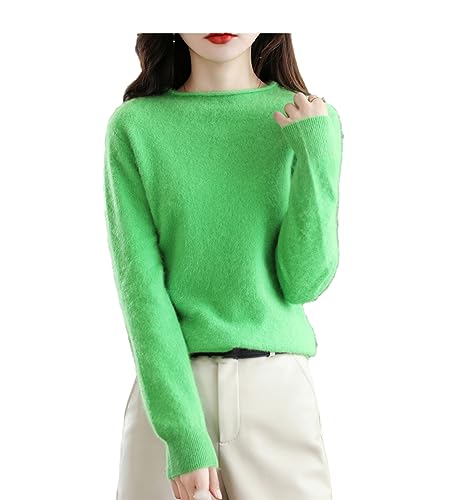 SaoBiiu Damen Pullover Kaschmir Rundhalsausschnitt Lässig Weiblich Locker Langarm Strickpullover Light EN8 M von SaoBiiu