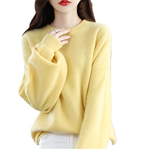 SaoBiiu Damen Pullover Winter 100% Wolle Pullover Sweater Casual Strickoberteil Lose Einfarbig Rundhals Pullover SaoBiiu Damen Pullover Winter 100% Wolle Pullover Sweater Casual Strickoberteil Lose Einfarbig Rundhals Pullover von SaoBiiu