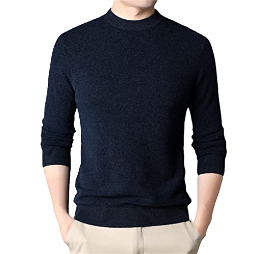 SaoBiiu Dicker Warmer Pullover Merino Wolle Lässiger O Neck Pullover Herren Kaschmir Strickwaren Navy Blue L von SaoBiiu