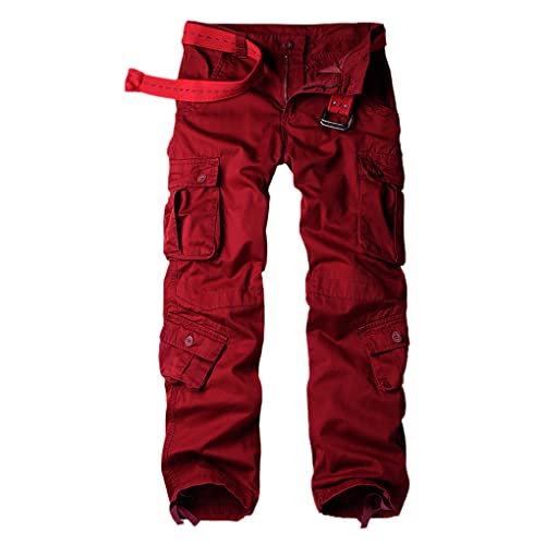 SaoBiiu Herren Cargohose Baumwolle Lose Tarnung Militärische Taktische Hose Herren Freizeithose red 40 von SaoBiiu