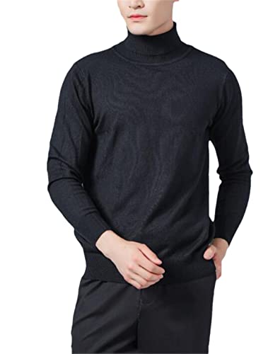 SaoBiiu Herren Kaschmir Pullover Winter Weich Warm Jersey Pullover Herren Pullover Rollkragen Strickpullover, Schwarz , Medium von SaoBiiu
