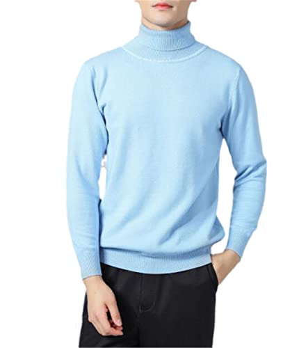 SaoBiiu Herren Kaschmir Pullover Winter Weich Warm Jersey Pullover Herren Pullover Rollkragen Strickpullover, hellblau, Large von SaoBiiu