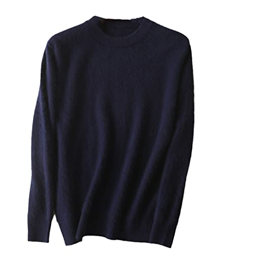 SaoBiiu Herren Nerz Kaschmir Pullover O-Ausschnitt Strickpullover Große Größe Pullover Winter Langarm Pullover Tops, marineblau, X-Large von SaoBiiu