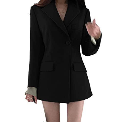 SaoBiiu Lange Damen Blazer Arbeitsjacke Casual Slim Herbst Büro Damen Tunika Outwear Mit Taschen only coat1 XXL von SaoBiiu