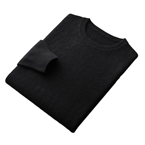 SaoBiiu Merino Wolle Herren Pullover Rundhals Pullover Dünner Pullover Lässig Gestrickt Black XXL von SaoBiiu
