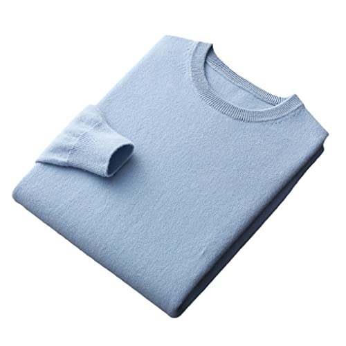 SaoBiiu Merino Wolle Herren Pullover Rundhals Pullover Dünner Pullover Lässig Gestrickt Light Blue XXL von SaoBiiu