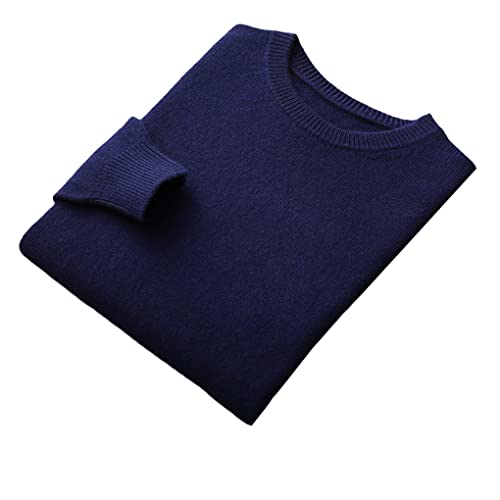 SaoBiiu Merino Wolle Herren Pullover Rundhals Pullover Dünner Pullover Lässig Gestrickt Navy Blue M von SaoBiiu