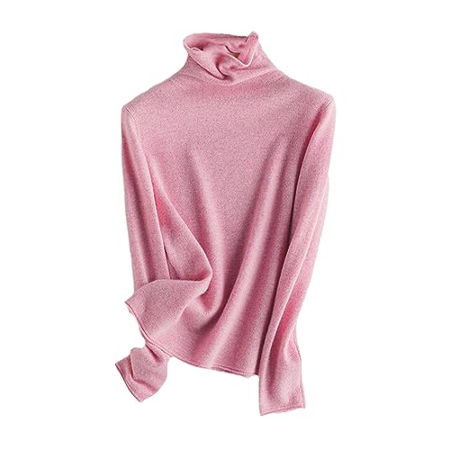 SaoBiiu Rollkragenpullover Aus Reiner Wolle Kaschmir Pullover Lässiges Strickpullover Für Damen Pink XXL von SaoBiiu