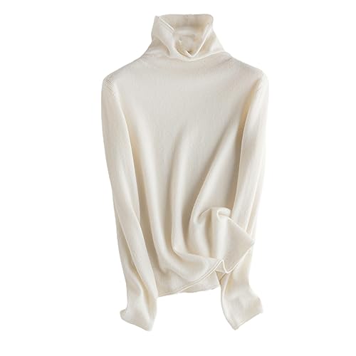 SaoBiiu Rollkragenpullover Aus Reiner Wolle Kaschmir Pullover Lässiges Strickpullover Für Damen White L von SaoBiiu