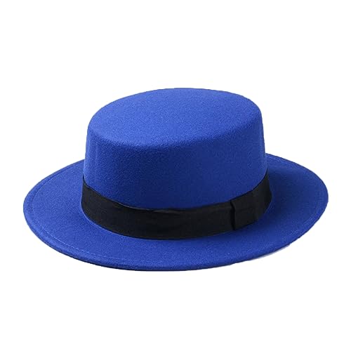 SaoBiiu Wolle Bowler Flat Top Hut Für Damen Filz Breite Krempe Fedora Hut Frauen Pork Pie Filzhut Bowler Top Hut von SaoBiiu