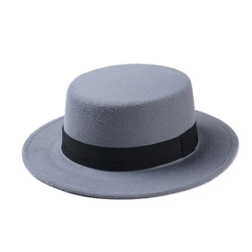 SaoBiiu Wolle Bowler Flat Top Hut Für Damen Filz Breite Krempe Fedora Hut Frauen Pork Pie Filzhut Bowler Top Hut von SaoBiiu