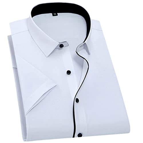 Sommer Herren Kurzarm Hemden Solid Kleid Hemd Schwarz Business Arbeitshemden Klassisch Büro Formal Gestreifte Hemden, D368, XL von SaoBiiu