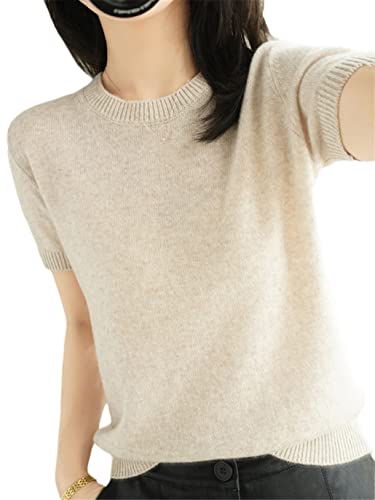 Spring Simple Light Damen O-Neck Kurzarm Kaschmir Pullover Weich Spring Simple Light Damen O-Neck Kurzarm Kaschmir Pullover Weich von SaoBiiu