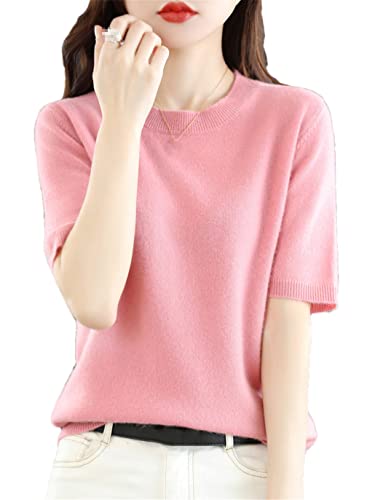 Spring Simple Light Damen O-Neck Kurzarm Kaschmir Pullover Weich Spring Simple Light Damen O-Neck Kurzarm Kaschmir Pullover Weich von SaoBiiu