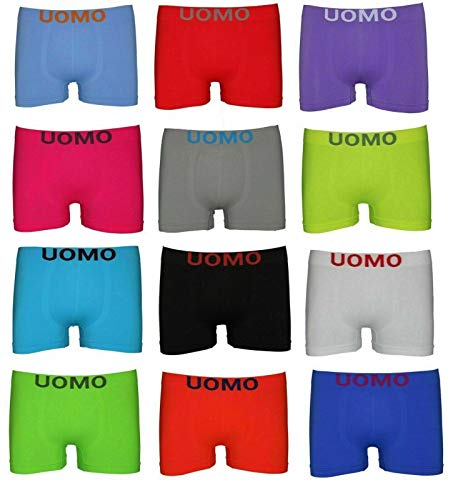 SaoTi 12 Slim Fit Boxershorts für Herren, nahtlos, weich und bequem, bunt, modern, Neon, 2-4 años von SaoTi