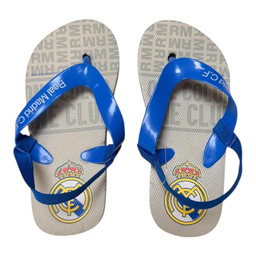 SaoTi Madrid Kinder-Flip-Flops, Sommersandalen für Kinder, RM-Wappen, grau, 22 EU von SaoTi
