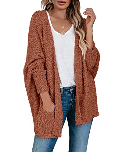 Saodimallsu Damen Popcorn Strickjacke Oversized Offene Front Boyfriend Fledermaus Langarm Fuzzy Knit Pullover von Saodimallsu